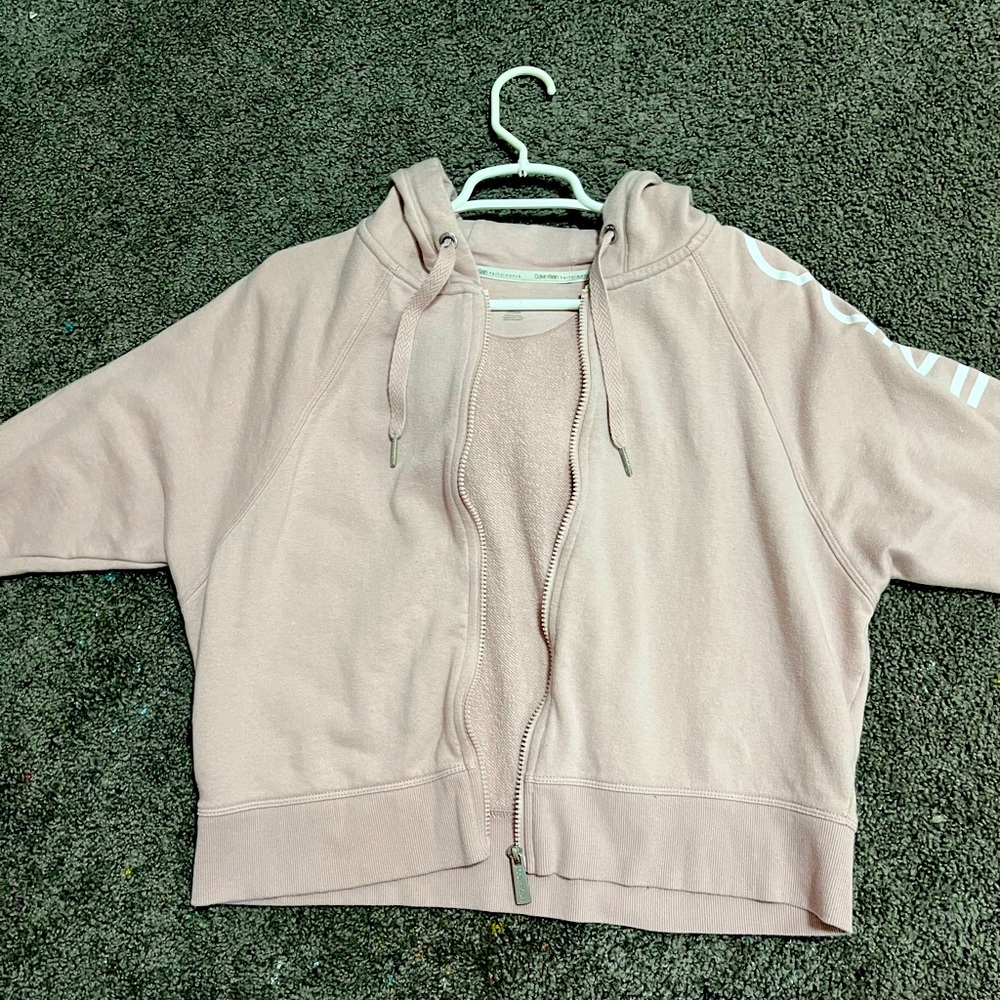 Calvin Klein Performance Womens Small Mauve Full Zip Crop Top Hoodie Sweatshirt
